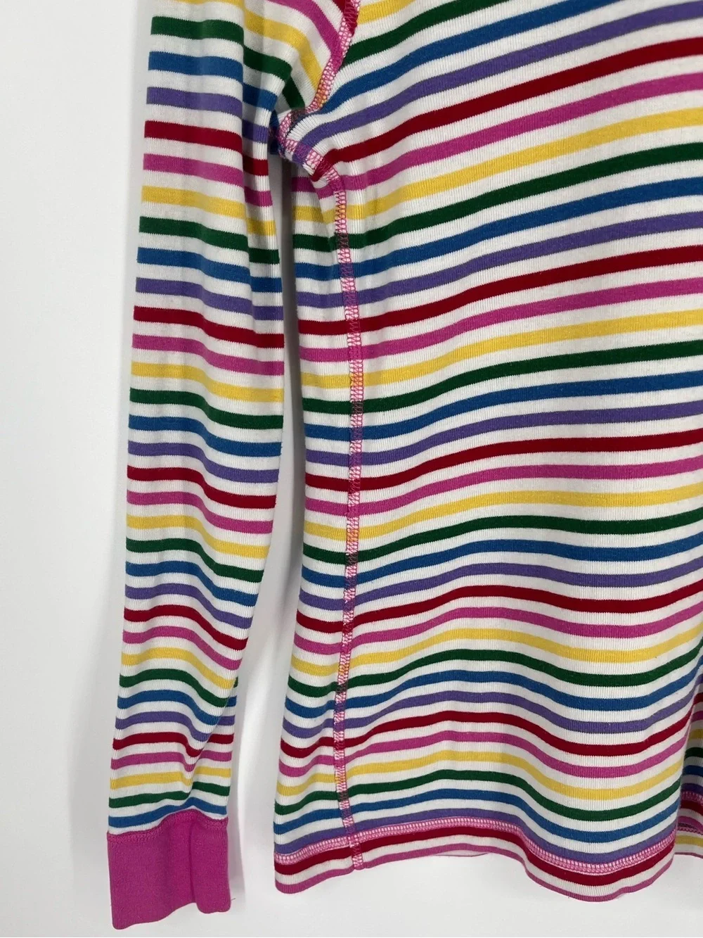 Hanna Andersson Organic Cotton Long Sleeve Rainbow Stripe PJ Top Kids Sz Medium